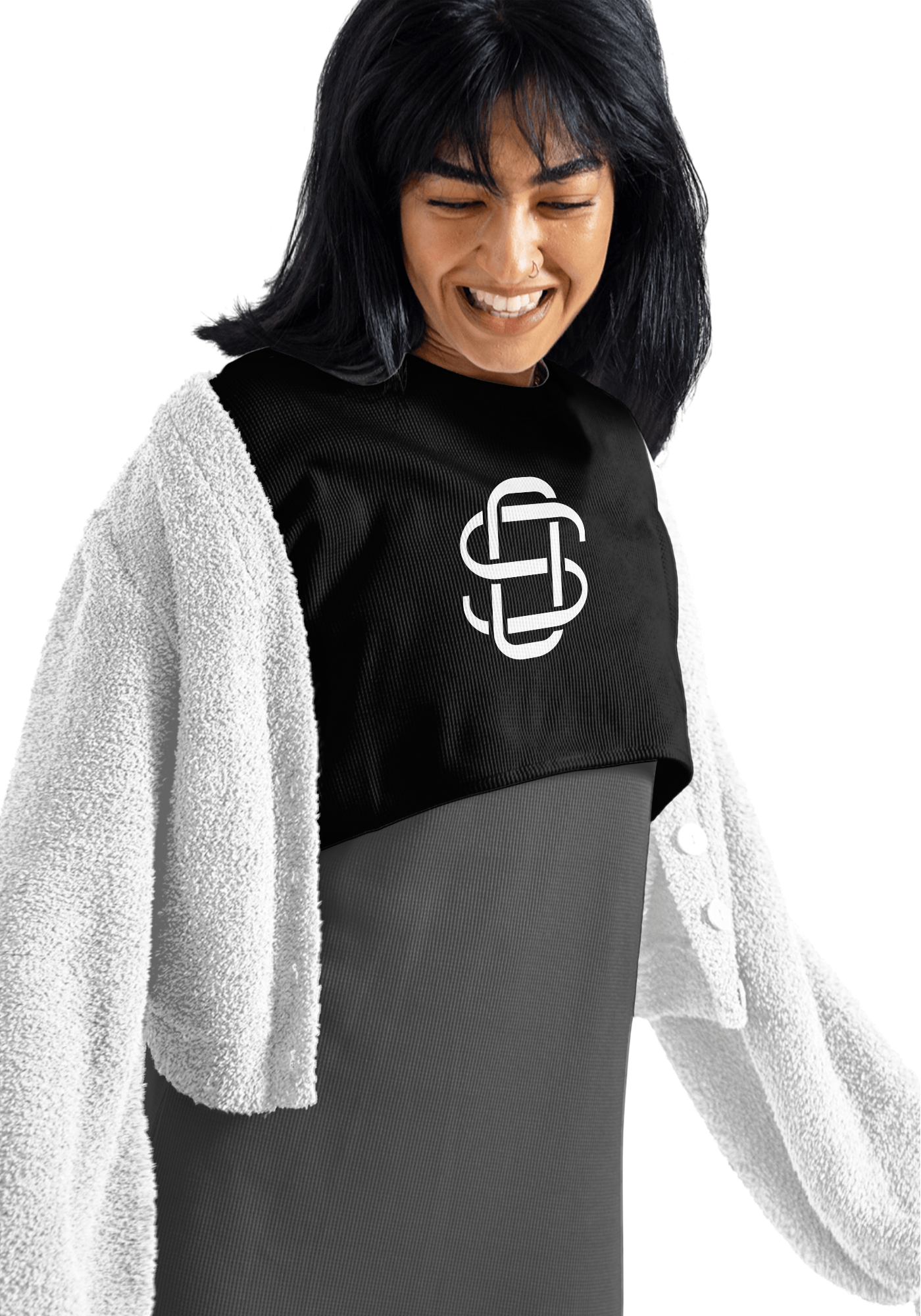 Kadın Oversize Crop Sweat – S Monogram Edition